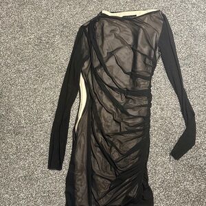 Zara Black Sheer Long Sleeve Dress